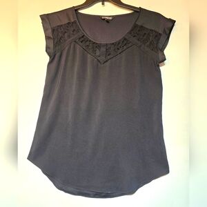 Express Black Lace Detail Women's Cap Sleeve Top. Size S